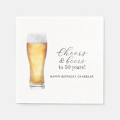 応援とビール50th誕生日パーティー スタンダードカクテルナプキン (正面)