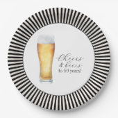 応援とビール50th誕生日パーティー ペーパープレート (正面)