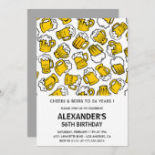 応援とビール56歳の誕生日招待状男性 招待状 (正面/裏面)