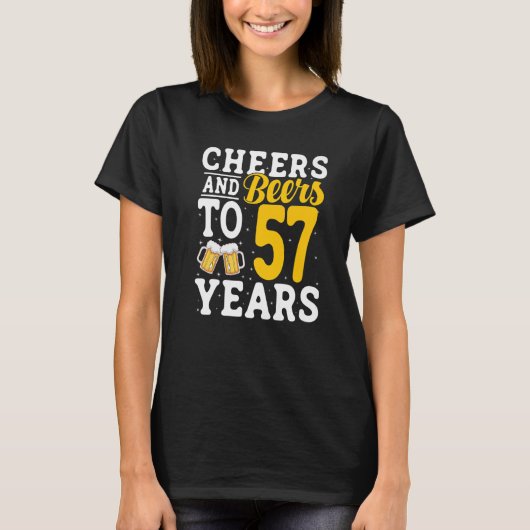 応援とビール57年ビール飲み57年 Tシャツ (正面)
