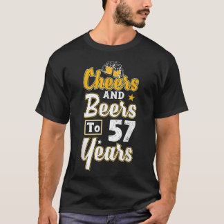 応援とビール57年、幸せな57誕生日 Tシャツ