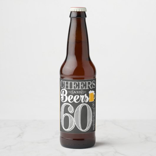 応援とビール60年ビールボトルラベル ビールラベル (正面)