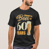 応援とビール60歳の誕生日おもしろいパーティー Tシャツ (正面)