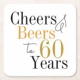 応援とビール60th誕生日パーティー スクエアペーパーコースター