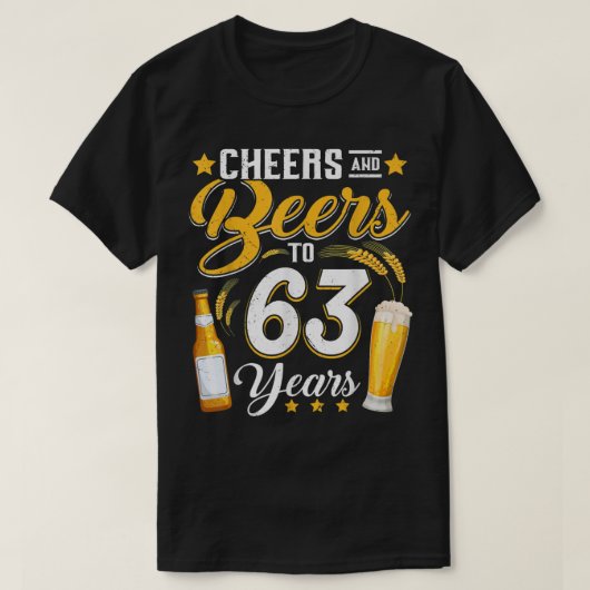 応援とビール63年おもしろい63誕生日D Tシャツ (デザイン正面)