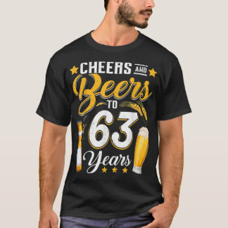 応援とビール63年おもしろい63誕生日D Tシャツ