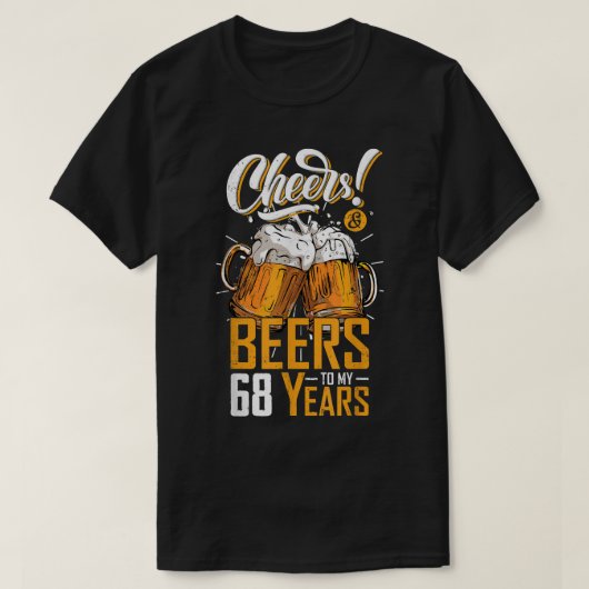 応援とビール68年68おもしろい誕生日P Tシャツ (デザイン正面)