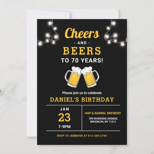 応援とビール70年の誕生日パーティー 招待状 (正面)