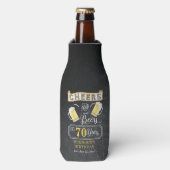 応援とビール70歳の誕生日パーティーボトル ボトルクーラー (ボトル正面)