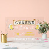 応援とビール70歳の誕生日パーティー アクリルサイン (ウェディング)