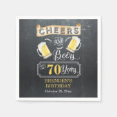 応援とビール70歳の誕生日パーティー スタンダードカクテルナプキン (正面)