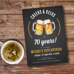 応援とビール70th誕生日パーティーへの招待 招待状<br><div class="desc">応援とビール70th誕生日パーティーの招待状。70年祝の偉大さこのフェスティバル「応援とビール」70歳の誕生日の招待！ビールマはっきりしたグ、素朴なアクセント、ブラック、金ゴールド、ホワイトの組み合わせお洒落で、このデザインはレイドバックおもしろいとクラシックの洗練との完璧なバランスを取る。あなたはビールのバッシュや裏庭のパーティーを開催するかどうかに関係なく、この招待は飲み物、笑い、良い会社の忘れられない夜のトーンを設定する。すべてのイベント詳細で簡単にカスタマイズ可能、この招待状はあなたのマイルストーンのお祝いに個人的なtouchを追加し、ゲストは大きな7-0にガラスを上げるに興奮している！</div>