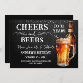 応援とビール70th誕生日素朴招待状 招待状 (正面/裏面)