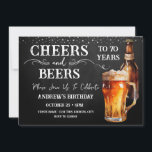 応援とビール70th誕生日素朴招待状 招待状<br><div class="desc">応援とビール誕生日招待状。パーソナライズする簡単。すべての文字は調整可能で、簡単は独自のパーティーニーズに合わせて変更できる。黒板と素朴な背景要素。おもしろいシャルボードは渦巻き旋回し、繁栄する。水色ビールマグ。招待状だ。バーまたはバックヤードBBQ誕生日デザイン。年齢は、単に文字を変更。</div>