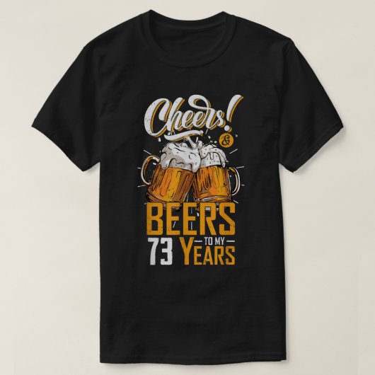 応援とビール73年73おもしろい誕生日P Tシャツ (デザイン正面)