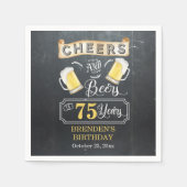 応援とビール75歳の誕生日パーティー スタンダードカクテルナプキン (正面)