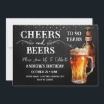 応援とビール90th誕生日素朴招待状 招待状<br><div class="desc">応援とビール誕生日招待状。パーソナライズする簡単。すべての文字は調整可能で、簡単は独自のパーティーニーズに合わせて変更できる。黒板と素朴な背景要素。おもしろいシャルボードは渦巻き旋回し、繁栄する。水色ビールマグ。招待状だ。バーまたはバックヤードBBQ誕生日デザイン。年齢は、単に文字を変更。</div>