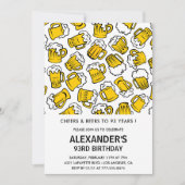 応援とビール93歳の誕生日招待状メンズ 招待状 (正面)