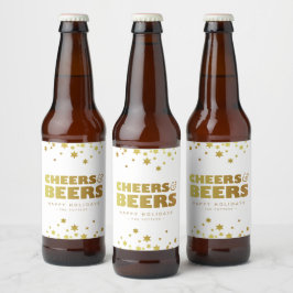 応援とビール |おもしろいクリスマスホワイト&金ゴールド ビールラベル
