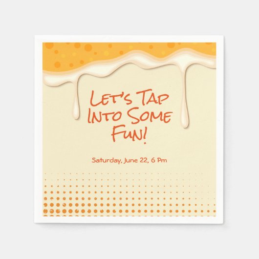 応援とビール – ビールラブのフェスティバル招待状 スタンダードカクテルナプキン (正面)