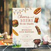 応援とビールBBQバーベキュー誕生日パーティー 招待状
