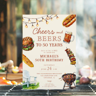 応援とビールBBQバーベキュー誕生日パーティー 招待状
