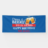 応援とビールHappy 21st誕生日Red and Blue 横断幕 (横)