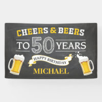 応援とビールHappy 50th誕生日バナー
