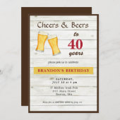 応援とビー素朴アー40歳の誕生日招待状 案内状 (正面/裏面)