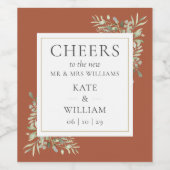 応援とミセス・グリーンリー・テラコッタ結婚の ワインラベル (シングルラベル)