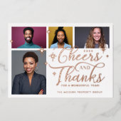 応援と感謝していスクリプトのビジネスチーム4枚の写真 箔シーズンカード (正面)