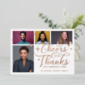 応援と感謝していスクリプトのビジネスチーム4枚の写真 箔シーズンカード (立ち正面)