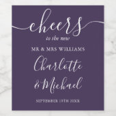 応援と脚本のパープル氏と夫人結婚の ワインラベル (シングルラベル)