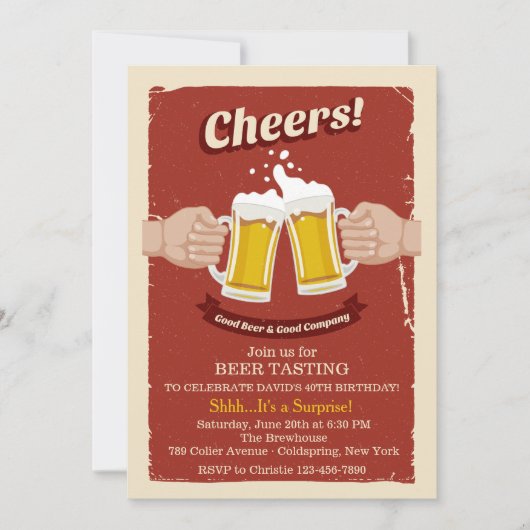 応援と良いビール招待状 招待状 (正面)