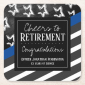 応援と退職警察官 スクエアペーパーコースター (正面)