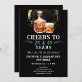 応援にウイスキーのダブル大人誕生日 招待状 (正面/裏面)