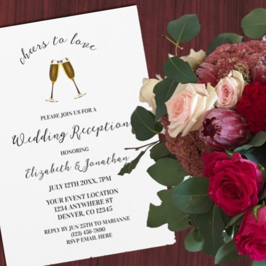 応援にシャンパングラスウェディングレセプション 招待状