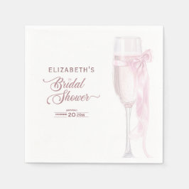 応援にワイングラスのボウタイブライダルシャワー スタンダードカクテルナプキン