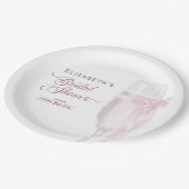 応援にワイングラスのボウタイブライダルシャワー ペーパープレート (アングル)