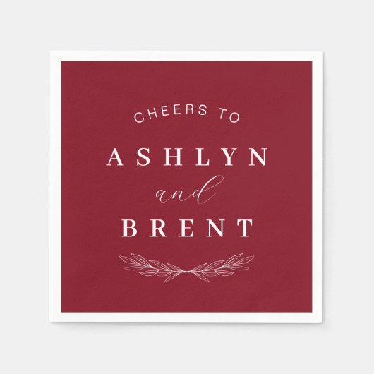 応援にワインレッド結婚のカクテルナプキン スタンダードカクテルナプキン (正面)