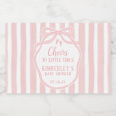 応援に小さな女の子ボウピンクの女の子ベビーシャワー スパークリングワインラベル (シングルラベル)