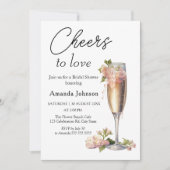 応援に愛するフローラシャンパンブライダルシャワー 招待状 (正面)