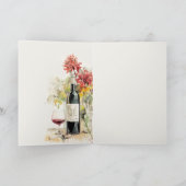 応援に愛するワインレッドイエローフローラ結婚 サンキューカード (内部)