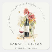 応援に愛するワインレッドイエローフローラ結婚 スクエアシール (正面)