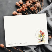 応援に愛するワインレッドイエローフローラ結婚 ノートカード