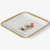 応援に愛するワインレッドイエローフローラ結婚 ペーパープレート (傾斜あり)