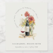 応援に愛するワインレッドイエローフローラ結婚 ワインラベル (シングルラベル)