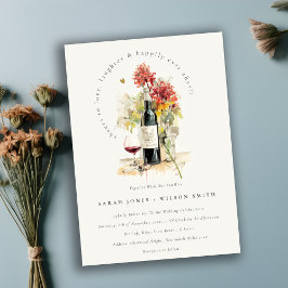 応援に愛するワインレッドイエローフローラ結婚 招待状