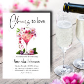 応援に愛赤面ピンクフローラブライダルシャワー 招待状