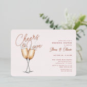 応援に愛赤面ピンクブライダルシャワーバラ金ゴールド 箔招待状 (立ち正面)